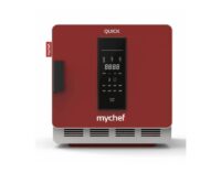 Horno rápido Mychef QUICK 1 rojo con soporte QE11FR1D impingement Plug&Play apertura local