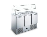 Mesa de Preparación Refrigerada Cristal Curvo 3 Puertas 400L Gasfrit