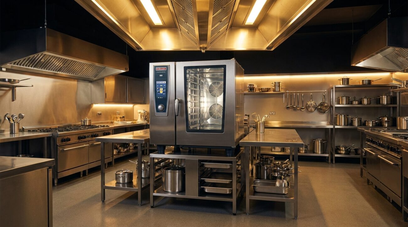 Horno mixto profesional Mychef COOK PRO con humidificador real en cocina restaurante 2026
