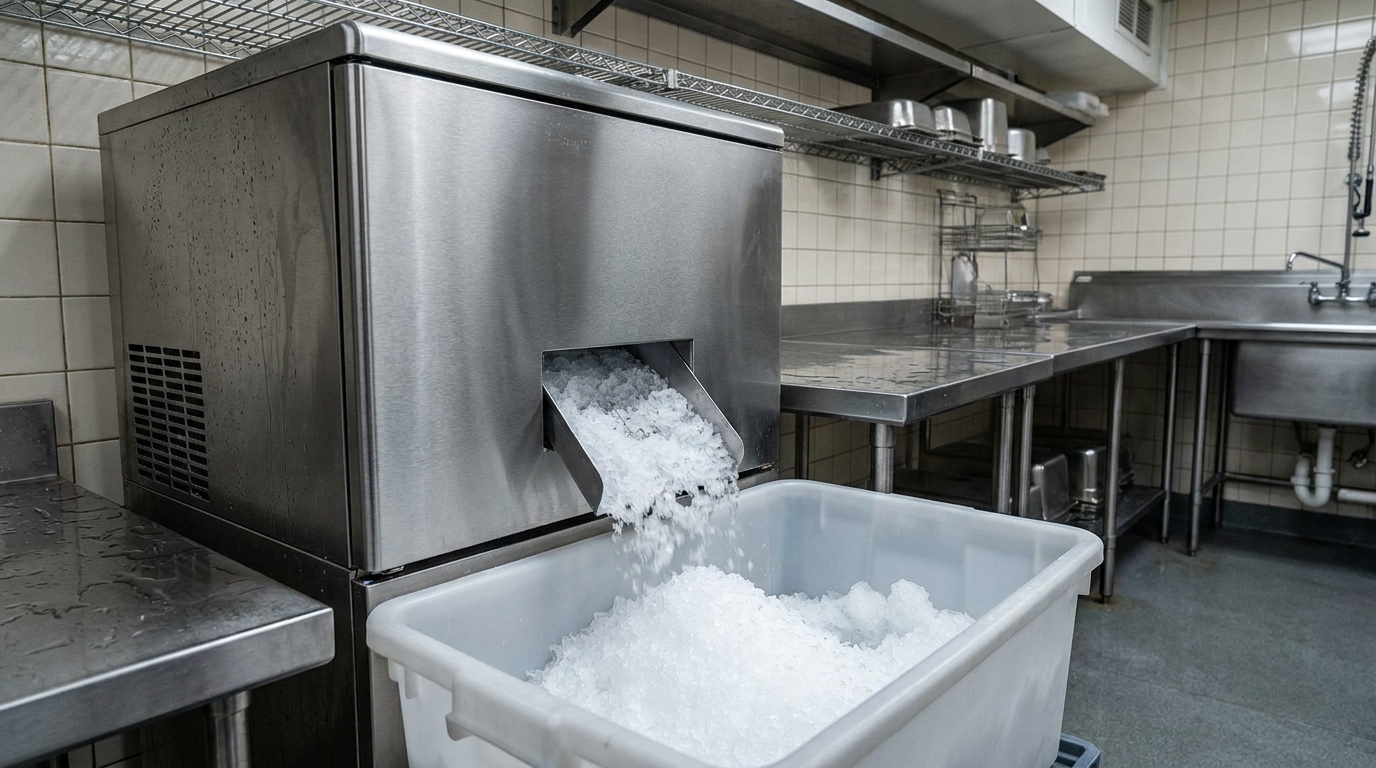 Fabricadora de hielo compacta profesional para pescadería con producción continua