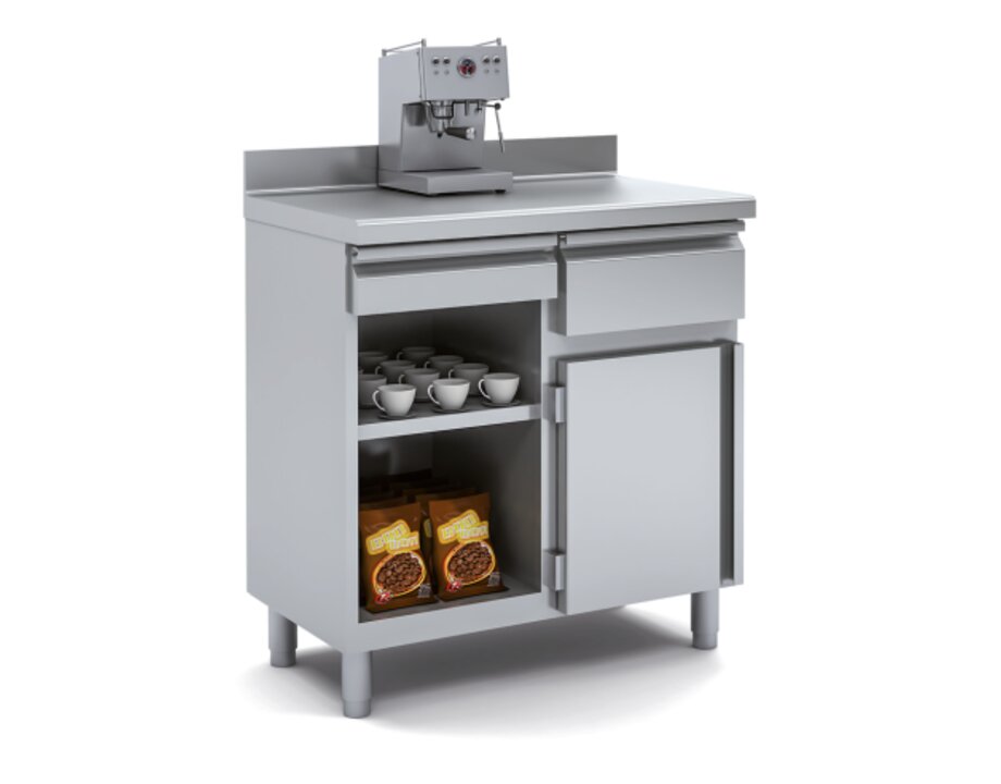 Mueble cafetero Docriluc AEGIS MCN-100 acero inoxidable con tolva de café Mueble cafetero Docriluc AEGIS MCN-100 acero inoxidable con tolva de café