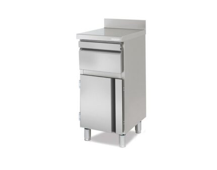 Mueble cafetero compacto Docriluc AEGIS MCN-50T acero inoxidable con tolva de café