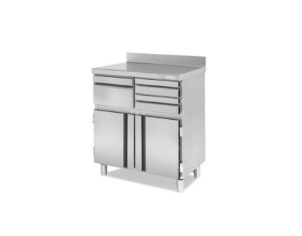 Mueble cafetero Docriluc AEGIS MCN-90 acero inoxidable cajones tolva y puertas