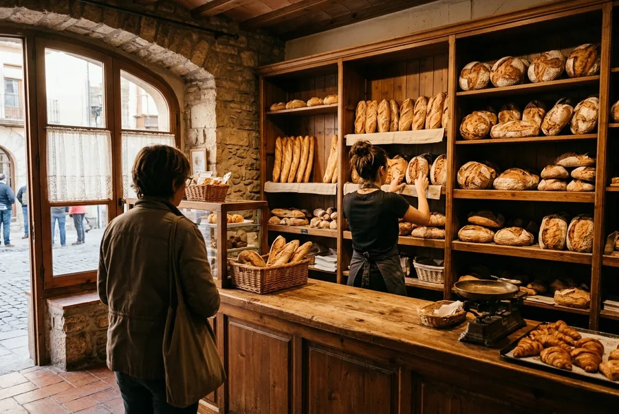 Panadería de barrio en Sevilla con pan recién horneado