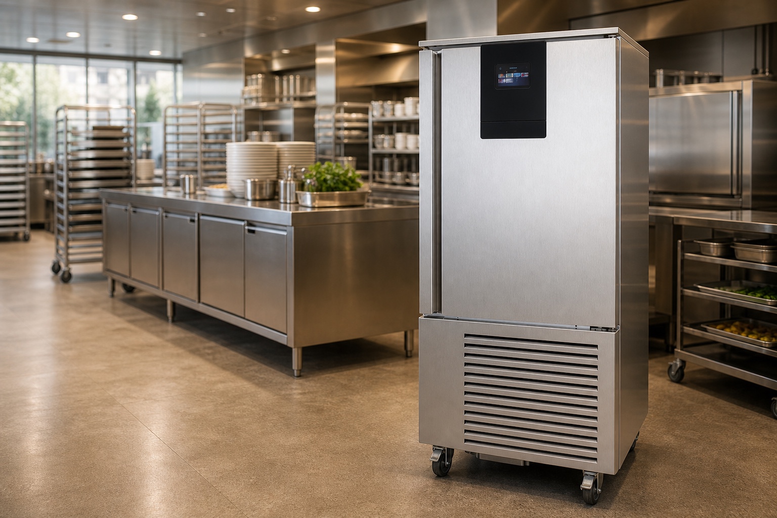 Abatidor de temperatura en cocina profesional de hotel