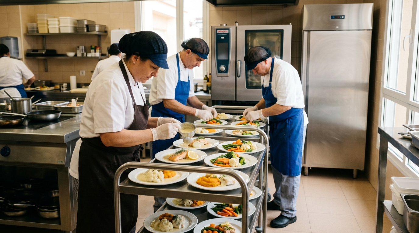Cocina de residencia de mayores con dietas adaptadas