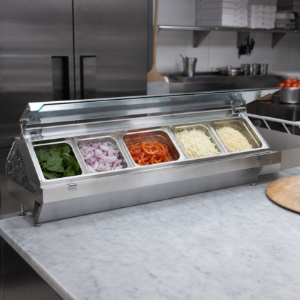 Vitrinas de ingredientes en un ambiente profesional
