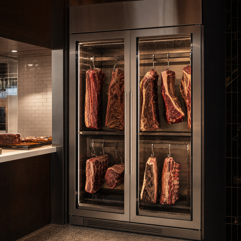 Maduración de carne en un ambiente profesional