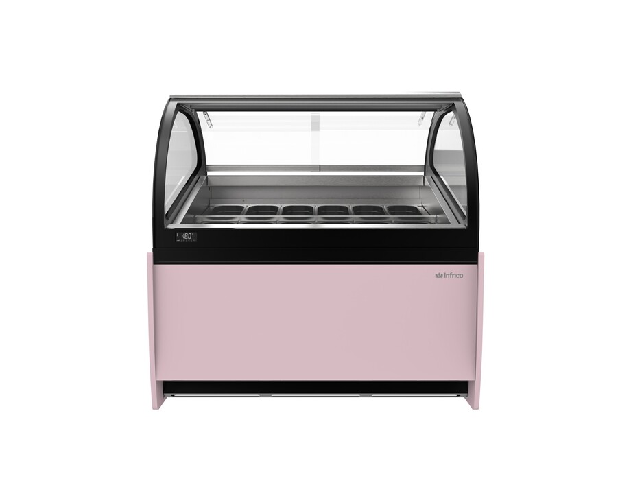 Vitrina Expositora de Helados Cristal Curvo Infrico VAR12H Ariana 8-12 Bandejas