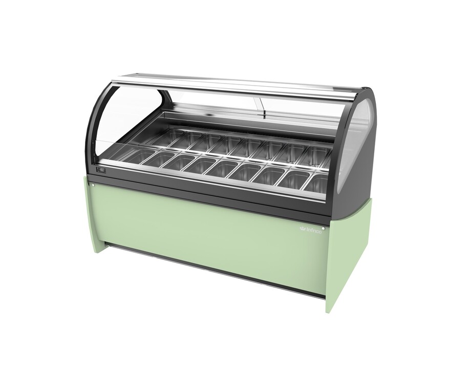 Vitrina Expositora de Helados Cristal Curvo Infrico VAR18H Ariana 12-18 Bandejas