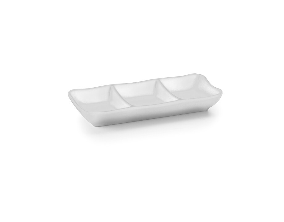 Fuente 3 salsas White de melamina Lacor
