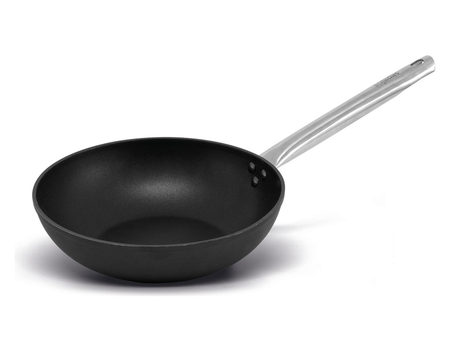 Wok Black PRO con mango Ergos de aluminio forjado lista para la inducción con antiadherente desarrollado para uso profesional Wok Black PRO con mango Ergos de aluminio forjado lista para la inducción con antiadherente desarrollado para uso profesional