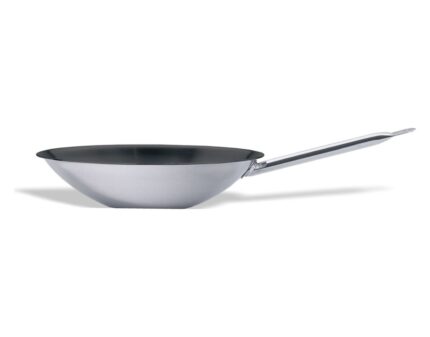 Wok Multimetal con fondo plano de acero inoxidable listo para la inducción con antiadherente