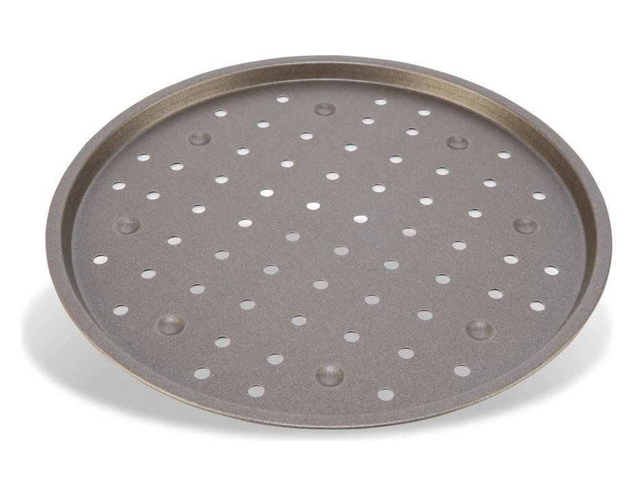 Molde de pizza perforado de acero con recubrimiento antiadherente Molde de pizza perforado de acero con recubrimiento antiadherente