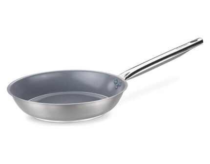 Sartén inox-PRO Ceramic con mango Ergos de acero inoxidable lista para la inducción con antiadherente cerámico