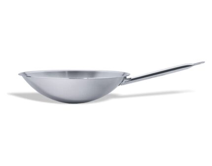 Wok inox-PRO Expert con fondo redondo de acero inoxidable lista para la inducción