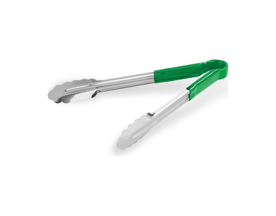 Pinzas festoneadas de acero inoxidable con mango de PVC verde Pinzas festoneadas de acero inoxidable con mango de PVC verde