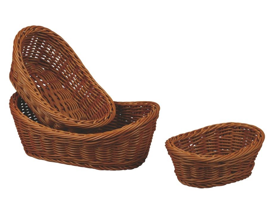 Cesta de pan de mimbre ovalada de polipropileno de en marrón · 19 x 13 cm Cesta de pan de mimbre ovalada de polipropileno de en marrón · 19 x 13 cm