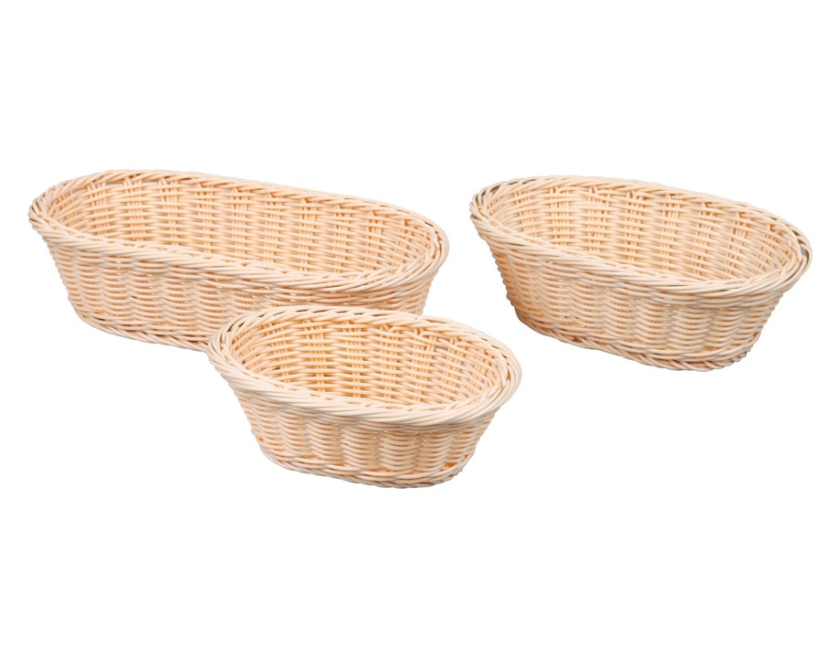 Cesta de pan de mimbre ovalada de polipropileno de en marrón suave · 28 x 14,5 cm Cesta de pan de mimbre ovalada de polipropileno de en marrón suave · 28 x 14,5 cm