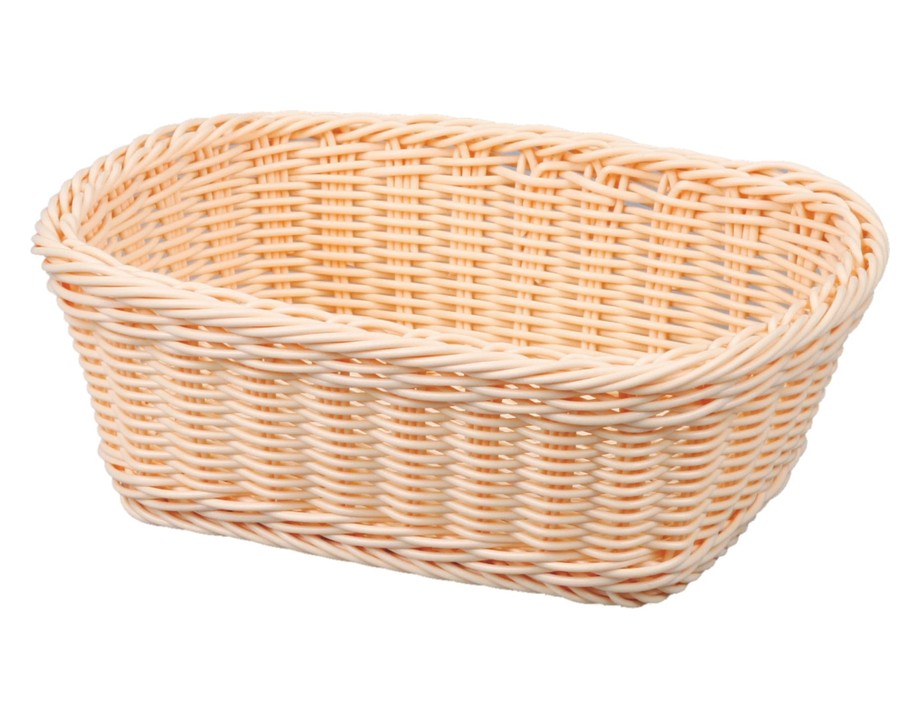 Cesta de pan de mimbre rectangular de polipropileno de en color marrón · 26 x 20 cm Cesta de pan de mimbre rectangular de polipropileno de en color marrón · 26 x 20 cm