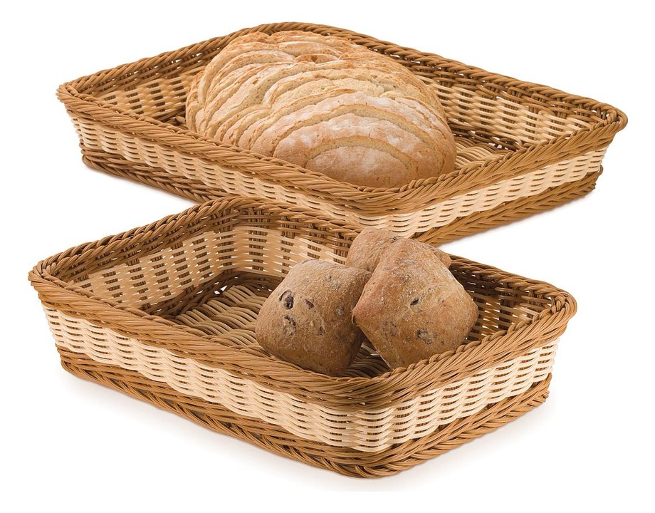 Cesta de pan de mimbre rectangular polipropileno en marrón · 42 x 30 cm