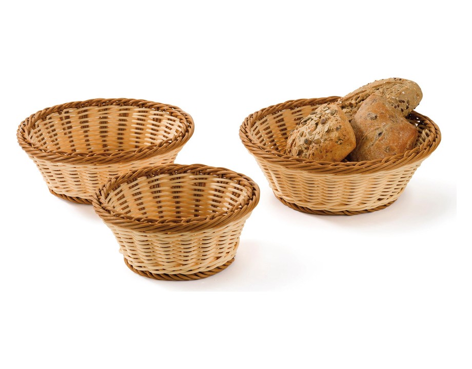 Cesta redonda de pan de mimbre polipropileno en marrón bicolor Cesta redonda de pan de mimbre polipropileno en marrón bicolor