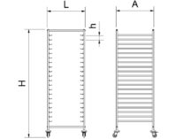 Plano técnico con cotas de instalación — Carro bandejero Multinorma 20 niveles 666x661x1888 mm Fricosmos