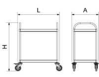 Plano técnico con cotas de instalación — Carro de servicio con 2 entrepaños de 835x535x975 mm Fricosmos