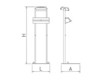 Plano técnico con cotas de instalación — Conjunto para bolsas en rollo con papelera adosada Fricosmos