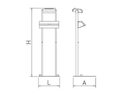 Plano técnico con cotas de instalación — Conjunto para bolsas en rollo con papelera basculante a pedal Fricosmos