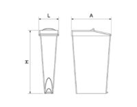 Plano técnico con cotas de instalación — Contenedor higiénico sanitario con pedal, 18 L Fricosmos