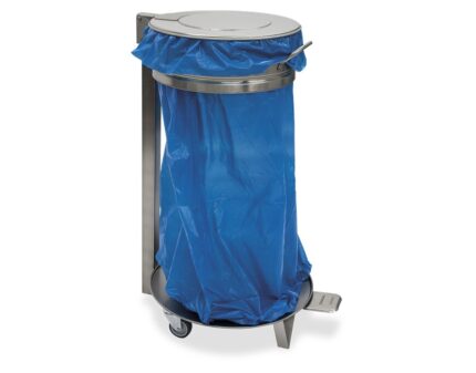 Contenedor inox portabolsas con tapa y ruedas Fricosmos — vista 2