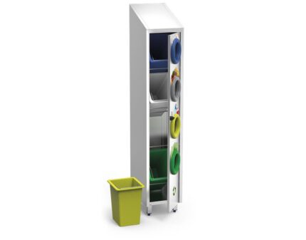 Contenedor vertical de reciclaje inox, 4 x 26 L Fricosmos — vista 2
