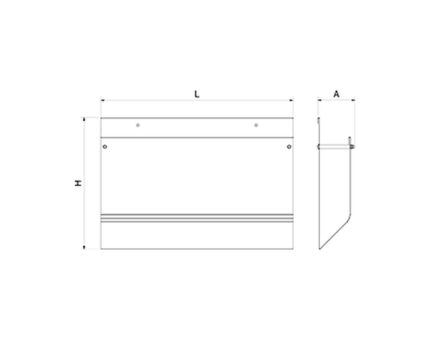 Plano técnico con cotas de instalación — Dispensador mural inox de papel alimentario Fricosmos