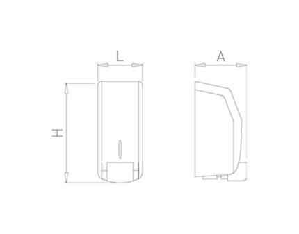 Plano técnico con cotas de instalación — Dosificador mural de gel o espuma, 0,7 L Fricosmos