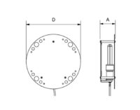 Plano técnico con cotas de instalación — Exterminador adhesivo BC Industrial 20 W, 50 m² Fricosmos