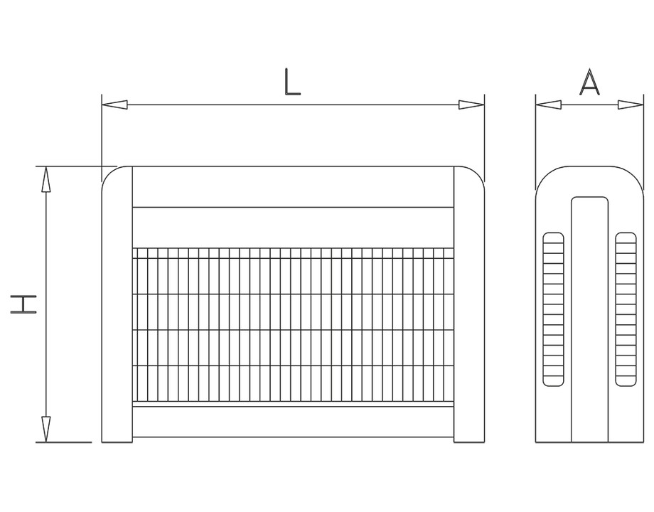 Plano técnico con cotas de instalación — Exterminador de insectos eléctrico UK-240 LED, 240 m² Fricosmos