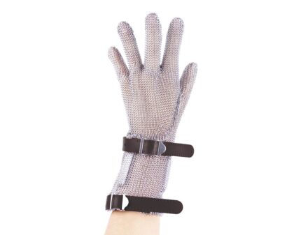Guante de malla de acero inoxidable reversible con correa y brazalete Fricosmos
