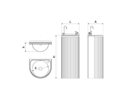 Plano técnico con cotas de instalación — Fuente de agua de columna 350x300x850 mm Fricosmos