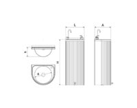 Plano técnico con cotas de instalación — Fuente de agua de columna con pedal 350x300x850 mm Fricosmos