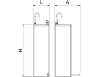 Plano técnico con cotas de instalación — Fuente refrigerada de agua fría Cold+ con grifo a pedal Fricosmos