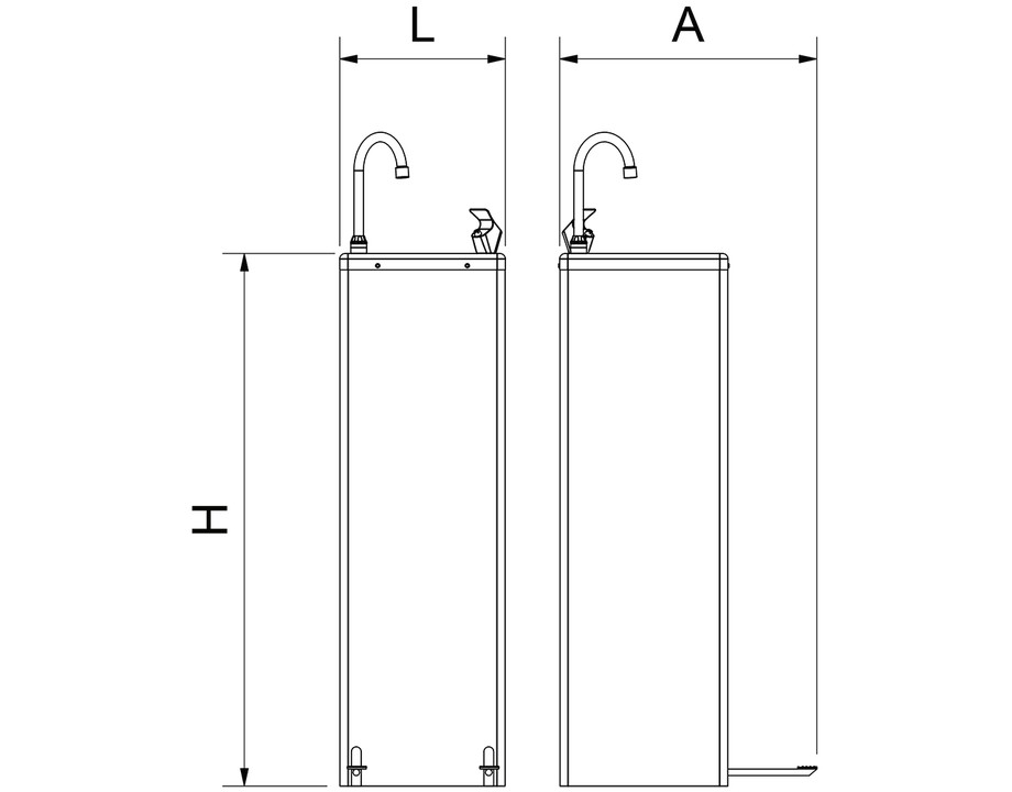 Plano técnico con cotas de instalación — Fuente refrigerada de agua fría Cold+ Fricosmos