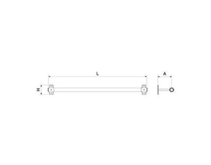 Plano técnico con cotas de instalación — Kit portarrollos Eco para papel o film, bobina 600 mm Fricosmos