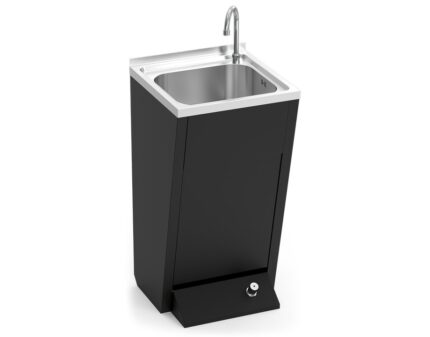 Lavamanos registrable negro con pedestal un pulsador agua fría y caliente 450x450x850 mm Fricosmos