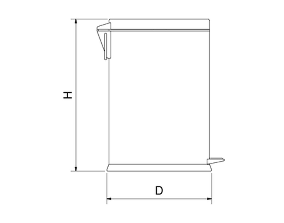 Plano técnico con cotas de instalación — Papelera con tapa y pedal, 30 L Fricosmos