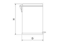 Plano técnico con cotas de instalación — Papelera con tapa y pedal, 5 L Fricosmos