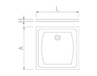 Plano técnico con cotas de instalación — Plato de ducha inox 800 x 800 mm Fricosmos