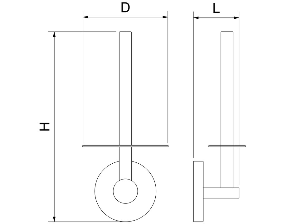 Plano técnico con cotas de instalación — Soporte para rollo de papel higiénico de repuesto serie Black Fricosmos