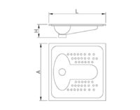 Plano técnico con cotas de instalación — Taza turca inox Fricosmos