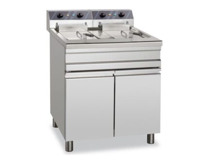Vista general de freidora eléctrica con mueble, referencia EF12+12S, de Clima Hostelería
